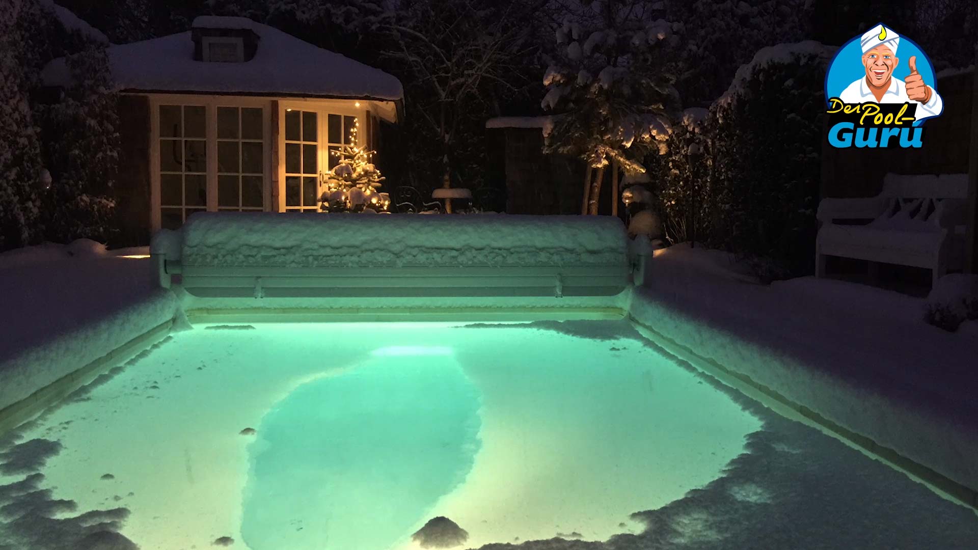 Pool Beleuchtung Winter Eisdecke